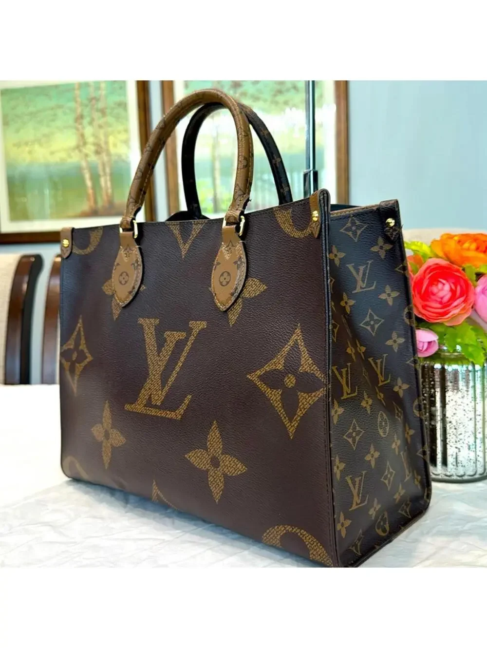 Authentic Louis Vuitton Brown OnTheGo MM Tote Bag